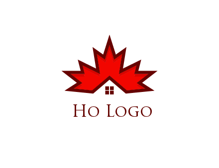 Canadian real estate logo with a house inside a maple leaf