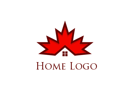 Canadian real estate logo with a house inside a maple leaf