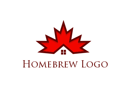 Canadian real estate logo with a house inside a maple leaf