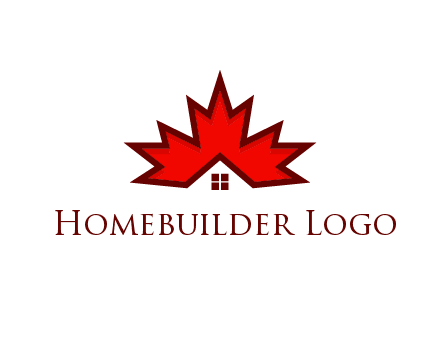 Canadian real estate logo with a house inside a maple leaf