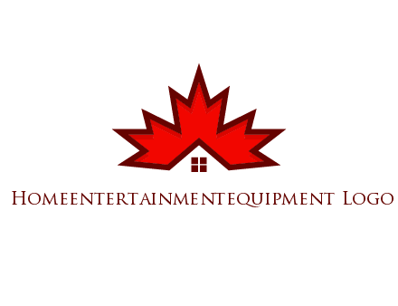 Canadian real estate logo with a house inside a maple leaf