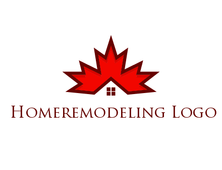 Canadian real estate logo with a house inside a maple leaf