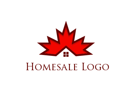Canadian real estate logo with a house inside a maple leaf