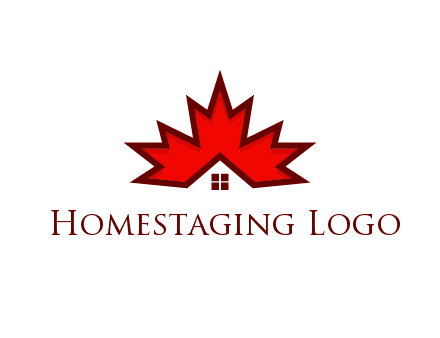 Canadian real estate logo with a house inside a maple leaf
