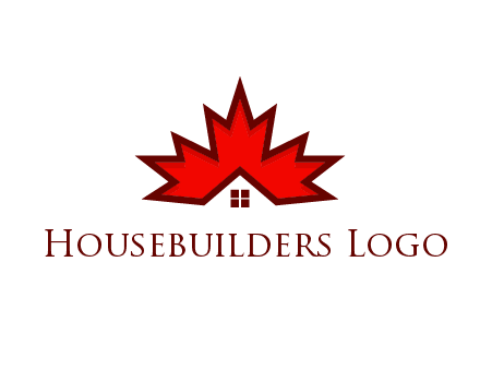 Canadian real estate logo with a house inside a maple leaf