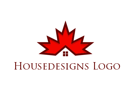 Canadian real estate logo with a house inside a maple leaf