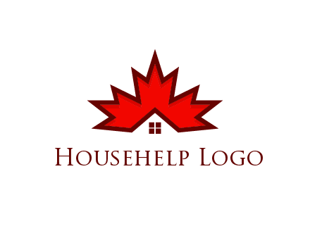 Canadian real estate logo with a house inside a maple leaf