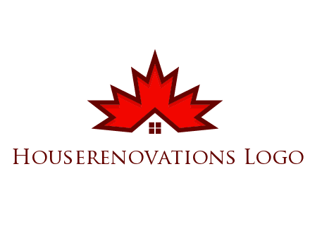 Canadian real estate logo with a house inside a maple leaf