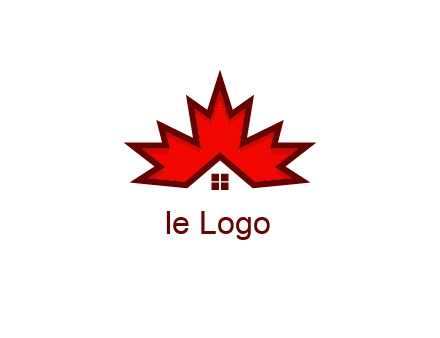 Canadian real estate logo with a house inside a maple leaf