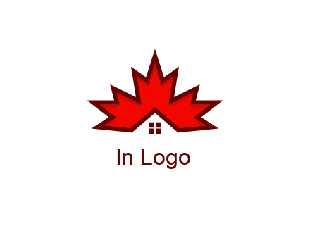 Canadian real estate logo with a house inside a maple leaf