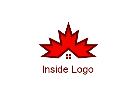 Canadian real estate logo with a house inside a maple leaf