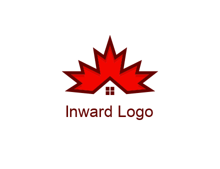 Canadian real estate logo with a house inside a maple leaf