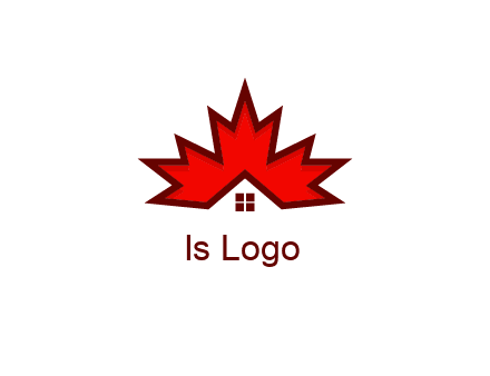 Canadian real estate logo with a house inside a maple leaf
