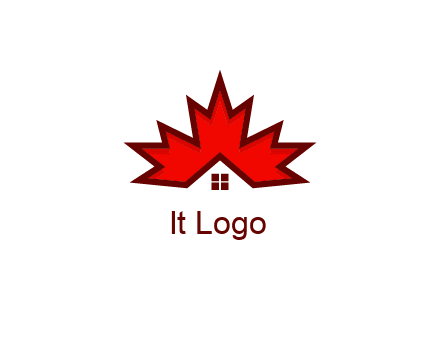 Canadian real estate logo with a house inside a maple leaf