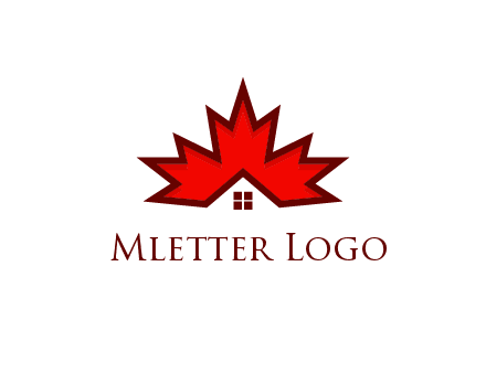 Canadian real estate logo with a house inside a maple leaf