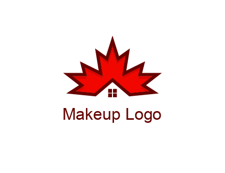 Canadian real estate logo with a house inside a maple leaf