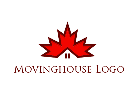 Canadian real estate logo with a house inside a maple leaf