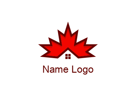 Canadian real estate logo with a house inside a maple leaf