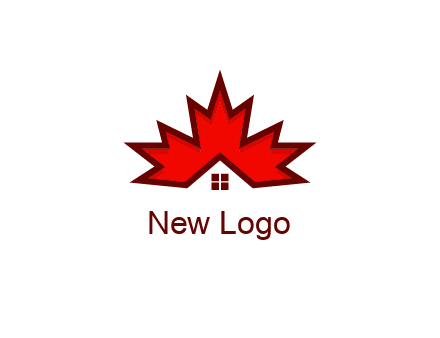 Canadian real estate logo with a house inside a maple leaf
