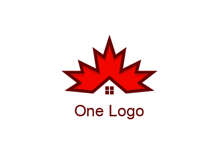 Canadian real estate logo with a house inside a maple leaf
