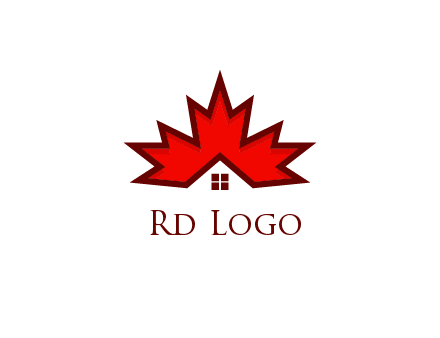 Canadian real estate logo with a house inside a maple leaf