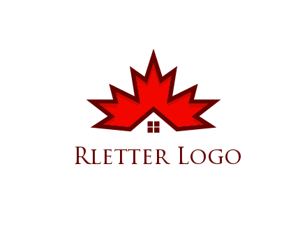Canadian real estate logo with a house inside a maple leaf
