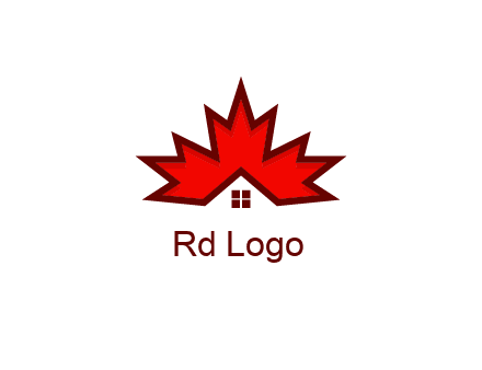 Canadian real estate logo with a house inside a maple leaf