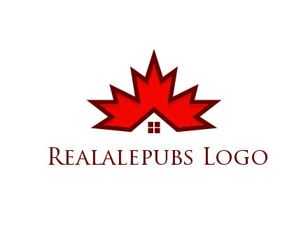 Canadian real estate logo with a house inside a maple leaf