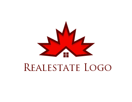 Canadian real estate logo with a house inside a maple leaf