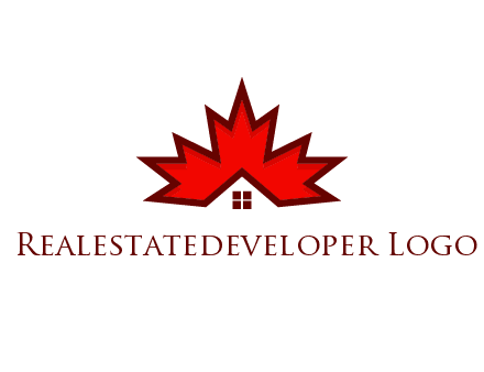 Canadian real estate logo with a house inside a maple leaf