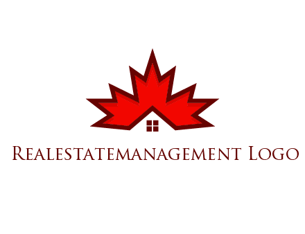 Canadian real estate logo with a house inside a maple leaf