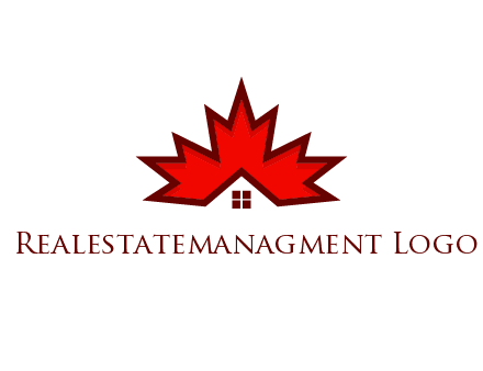 Canadian real estate logo with a house inside a maple leaf