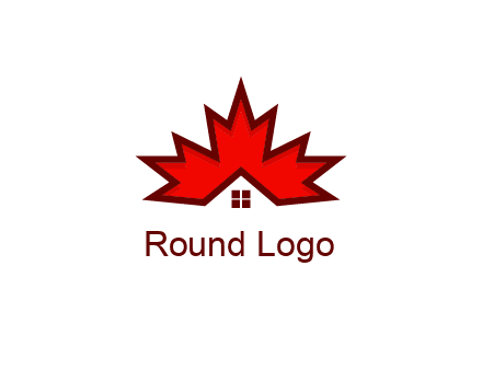 Canadian real estate logo with a house inside a maple leaf