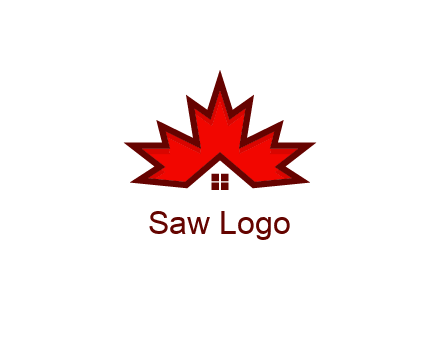 Canadian real estate logo with a house inside a maple leaf
