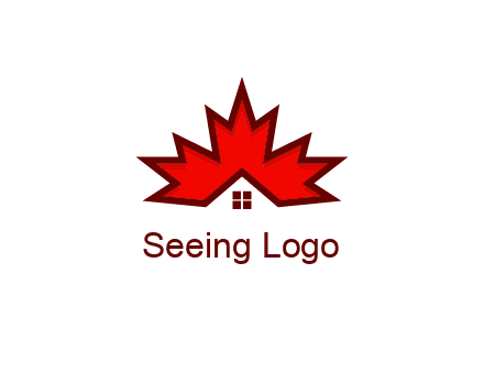 Canadian real estate logo with a house inside a maple leaf