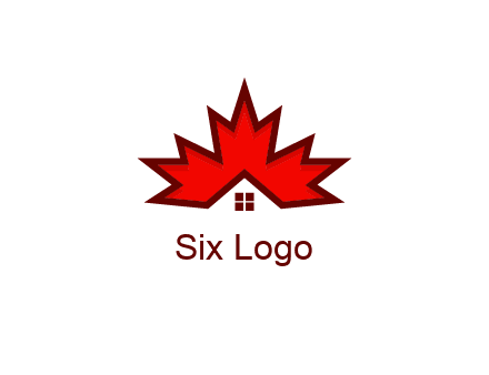 Canadian real estate logo with a house inside a maple leaf