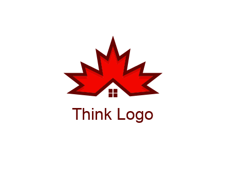 Canadian real estate logo with a house inside a maple leaf