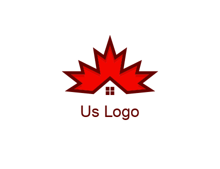 Canadian real estate logo with a house inside a maple leaf
