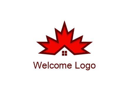 Canadian real estate logo with a house inside a maple leaf