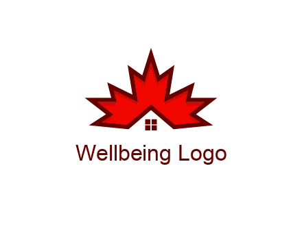 Canadian real estate logo with a house inside a maple leaf