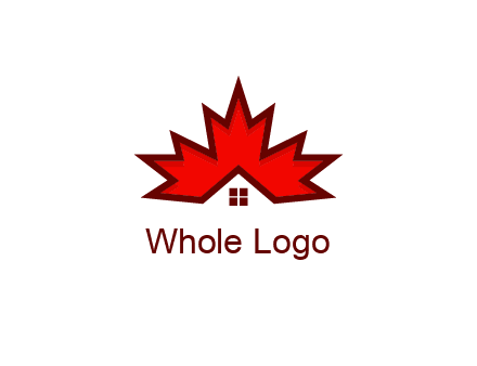 Canadian real estate logo with a house inside a maple leaf
