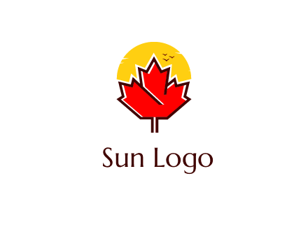 maple leaf covering the sunset logo