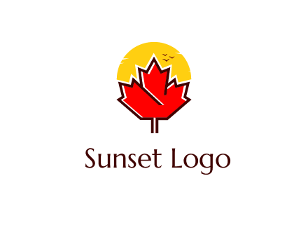 maple leaf covering the sunset logo