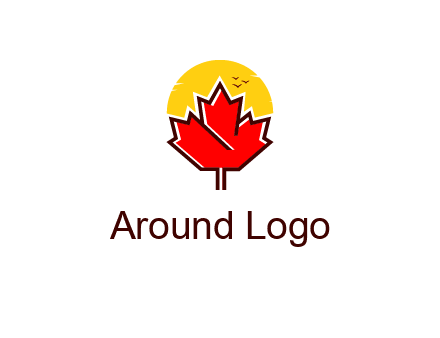 maple leaf covering the sunset logo
