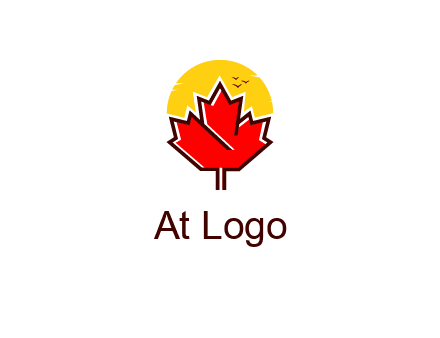 maple leaf covering the sunset logo