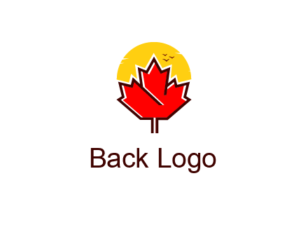 maple leaf covering the sunset logo