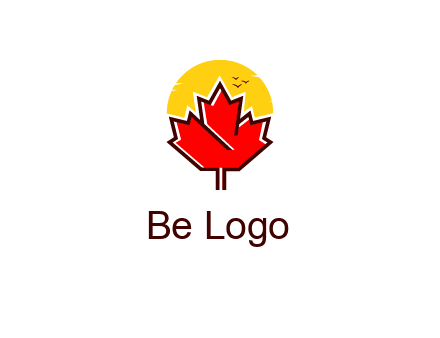 maple leaf covering the sunset logo