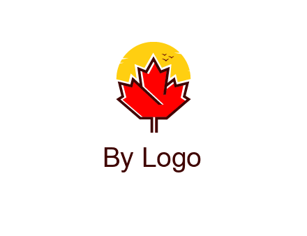 maple leaf covering the sunset logo