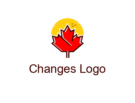 maple leaf covering the sunset logo