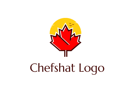 maple leaf covering the sunset logo